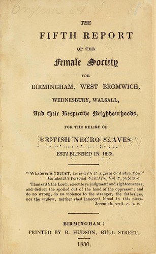 The Birmingham Ladies Society for the Relief of Negro Slaves